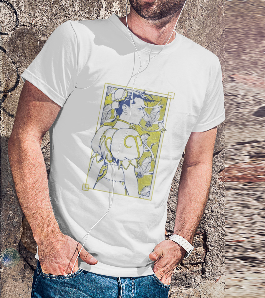 Shinkiro Metallic Chun Li Cranes And Peonies T-Shirt