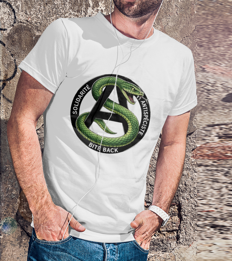 Solidarite Antispeciste Bite Back Anarchist Snake T-Shirt