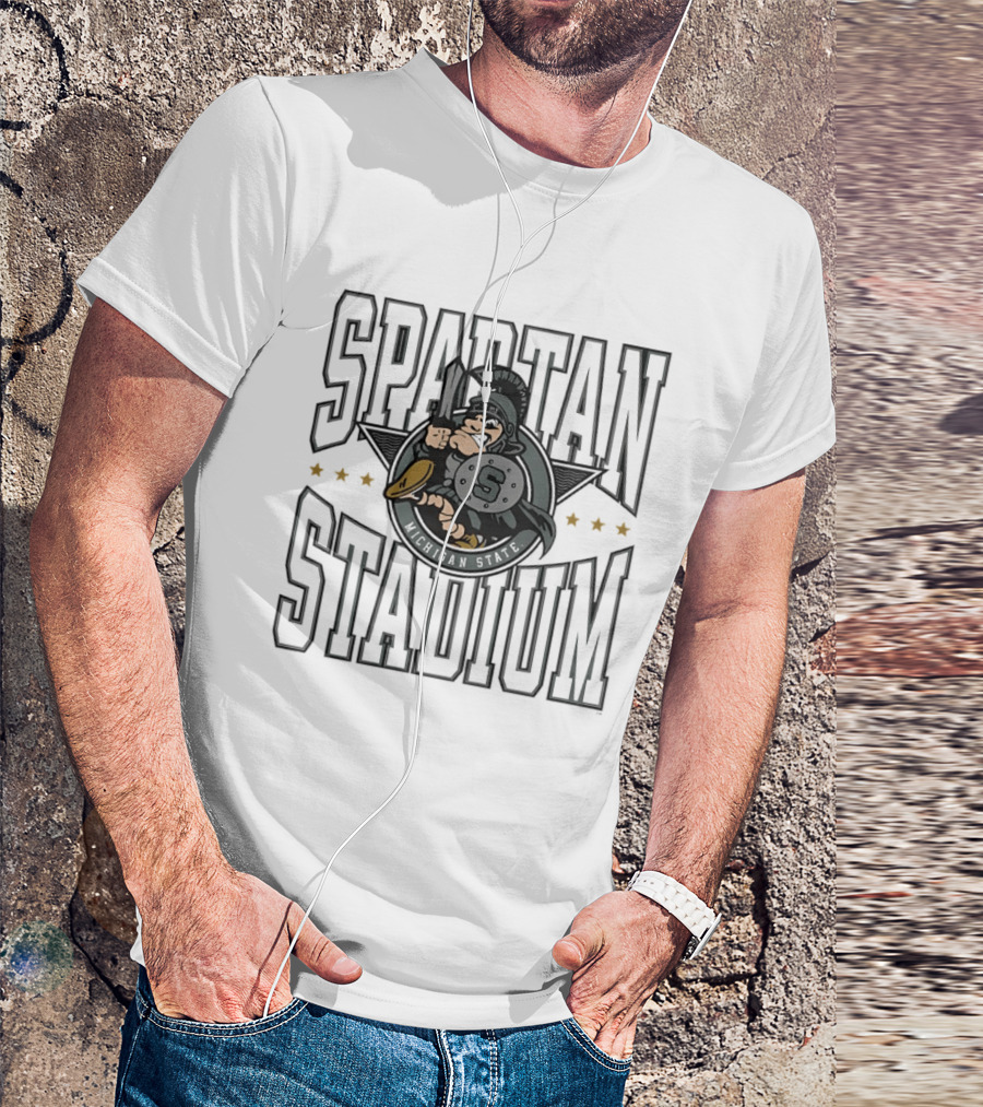 Michigan State Spartan Stadium Vintage Mascot Football Fans T-Shirt