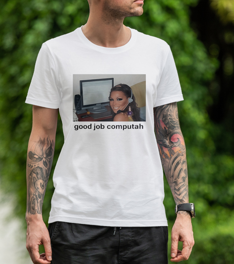 Good Job Computah Meme Headset Woman Internet Culture T-Shirt
