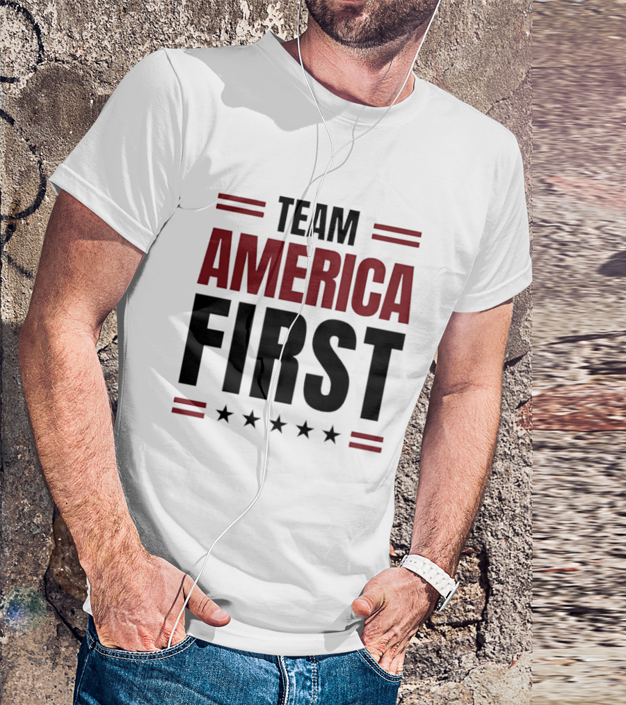 Team America First Patriotic USA Stars Stripes T-Shirt