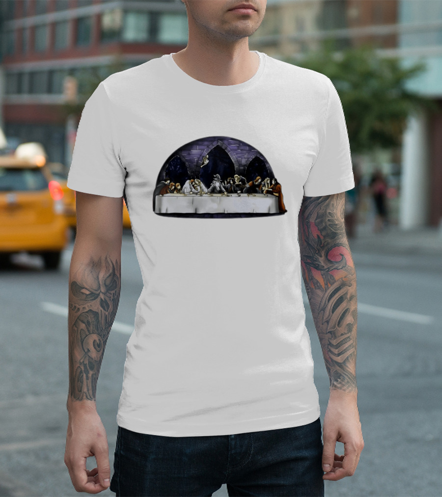 The Last Supper Wizard Hobbits Fellowship Characters Gandalf Table Scene T-Shirt