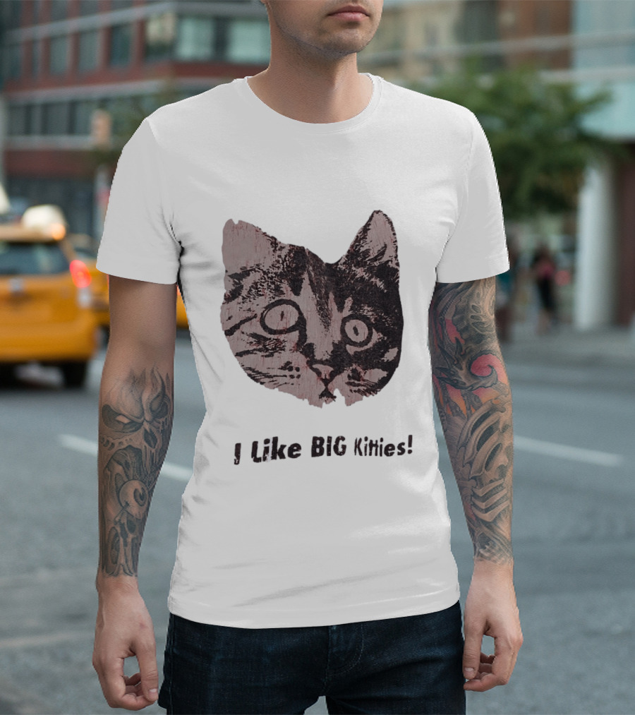 I Like Big Kitties Cat Lover Feline Enthusiast Funny Display T-Shirt