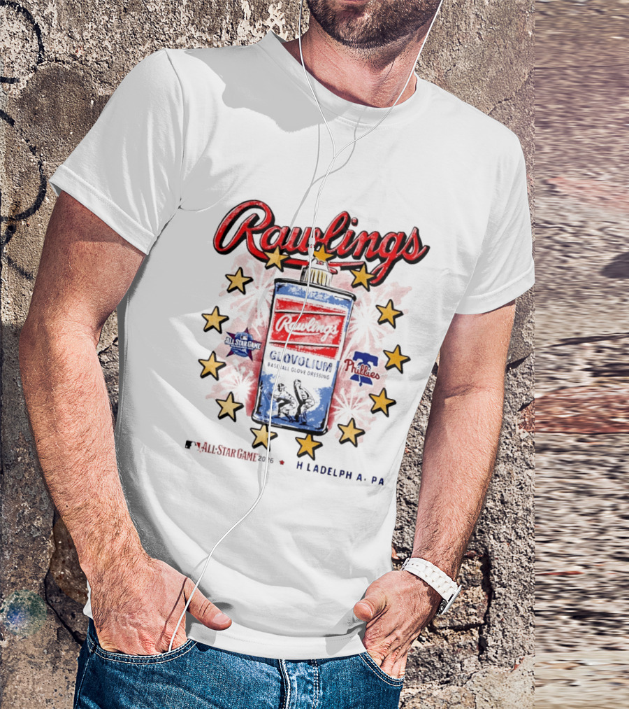 Rawlings Glovolium Baseball Glove Dressing 2026 MLB All Star Game Philadelphia PA Phillies T-Shirt