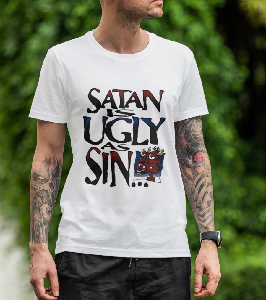 Satan Is Ugly As Sin Red Cartoon T-Shirt