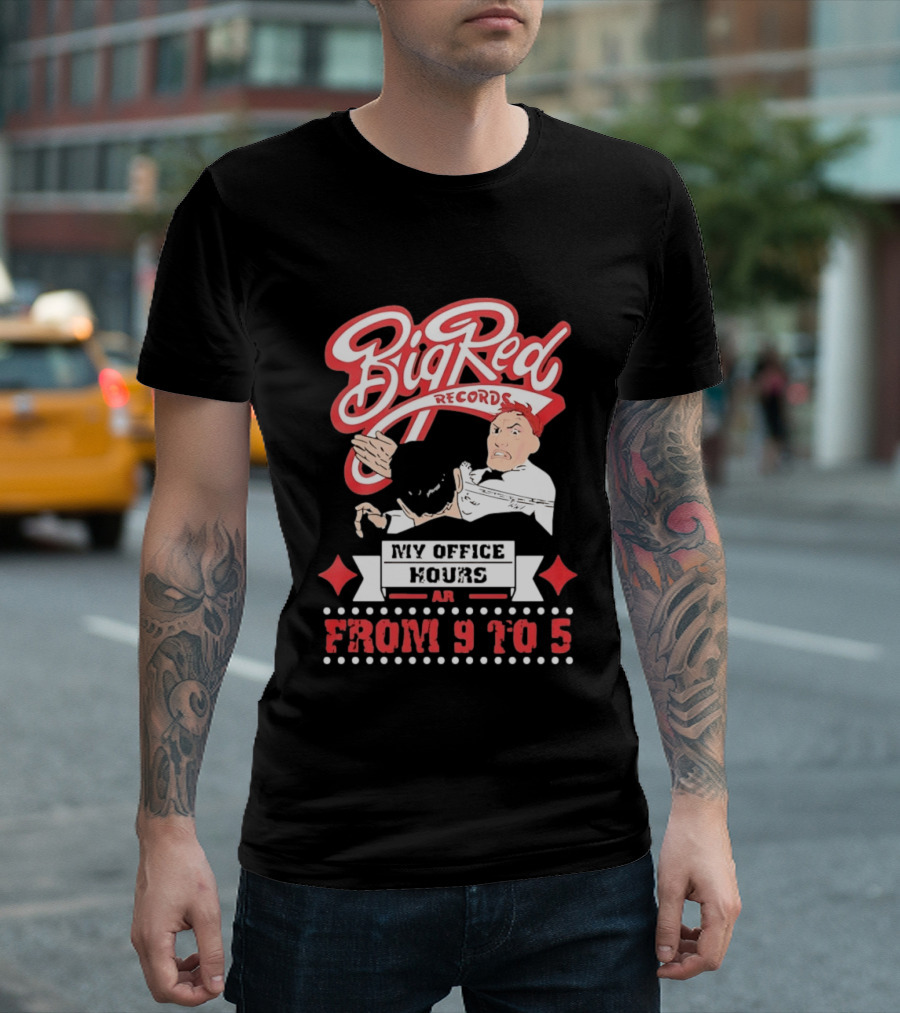 Big Red Records My Office Hours Are From 9 To 5 Retro Comic T-Shirt