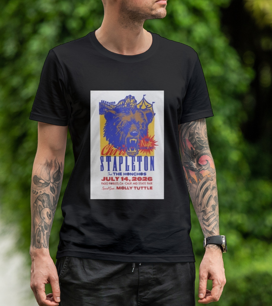 Chris Stapleton Live Concert Paso Robles CA July 14 2026 Featuring The Honchos Special Guest Molly Tuttle T-Shirt