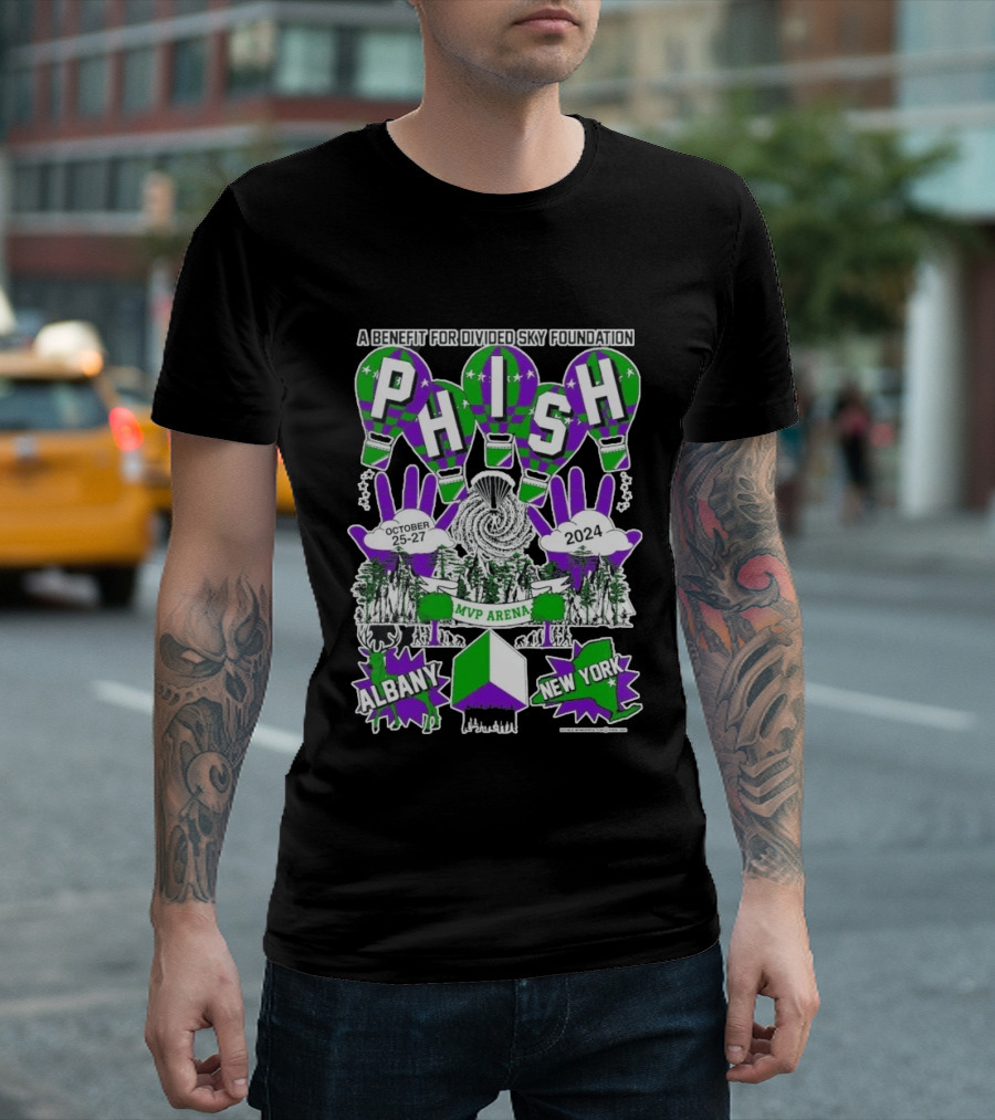 Phish MVP Arena Albany New York October 25 27 2024 Divided Sky Foundation Benefit T-Shirt