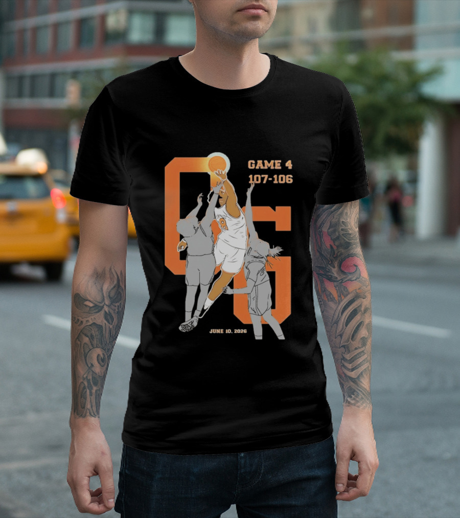 Game 4 107 106 June 10 2026 Basketball Player Dunk Action T-Shirt
