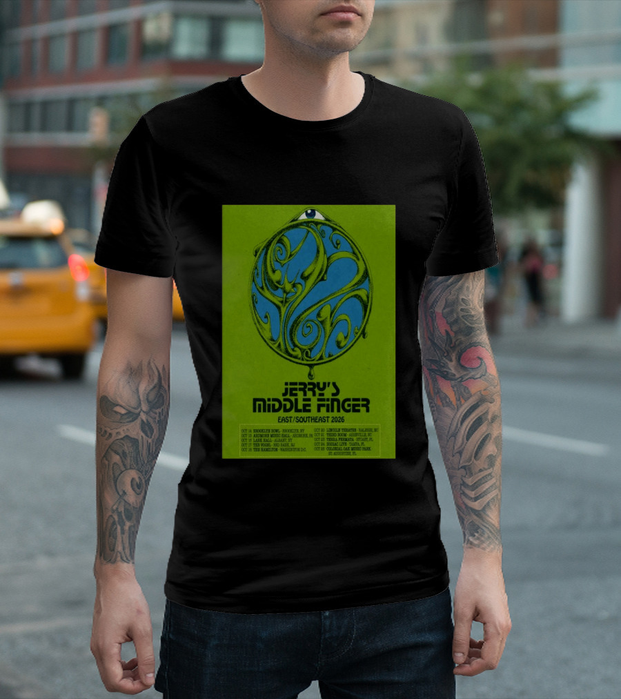 Jerry's Middle Finger East Southeast 2026 Tour Dates With Artistic Eye T-Shirt
