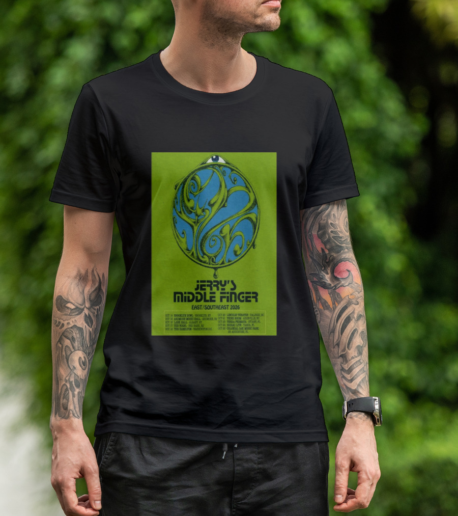 Jerry's Middle Finger East Southeast 2026 Tour Dates With Artistic Eye T-Shirt