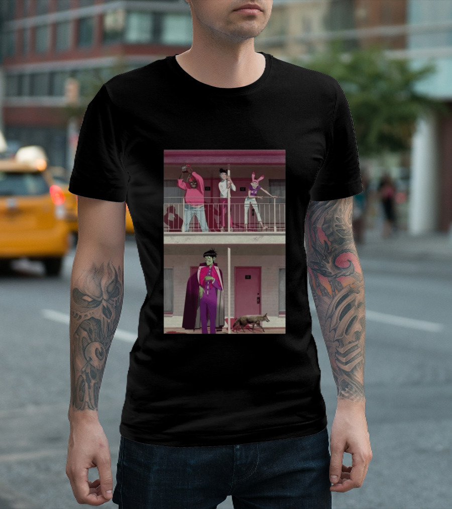 Gorillaz Motel Room 13 And 23 Anime Style Character Scene T-Shirt