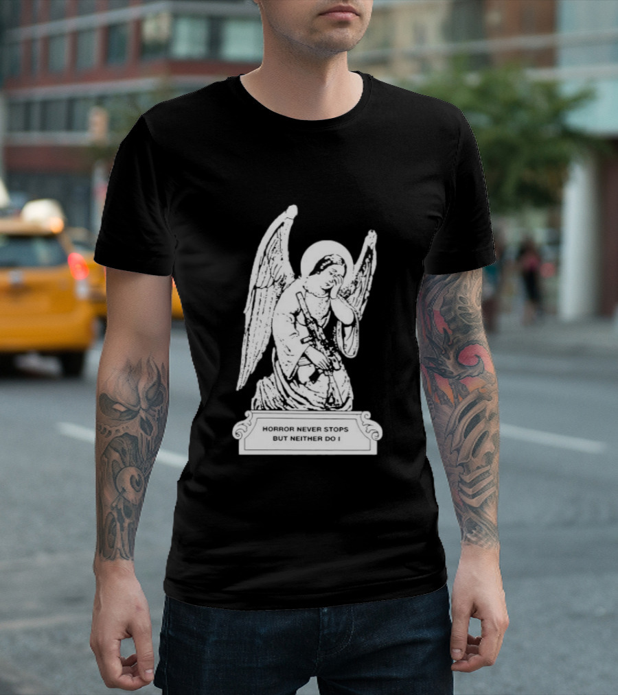 Horror Never Stops Angel With Rifle Resilience T-Shirt