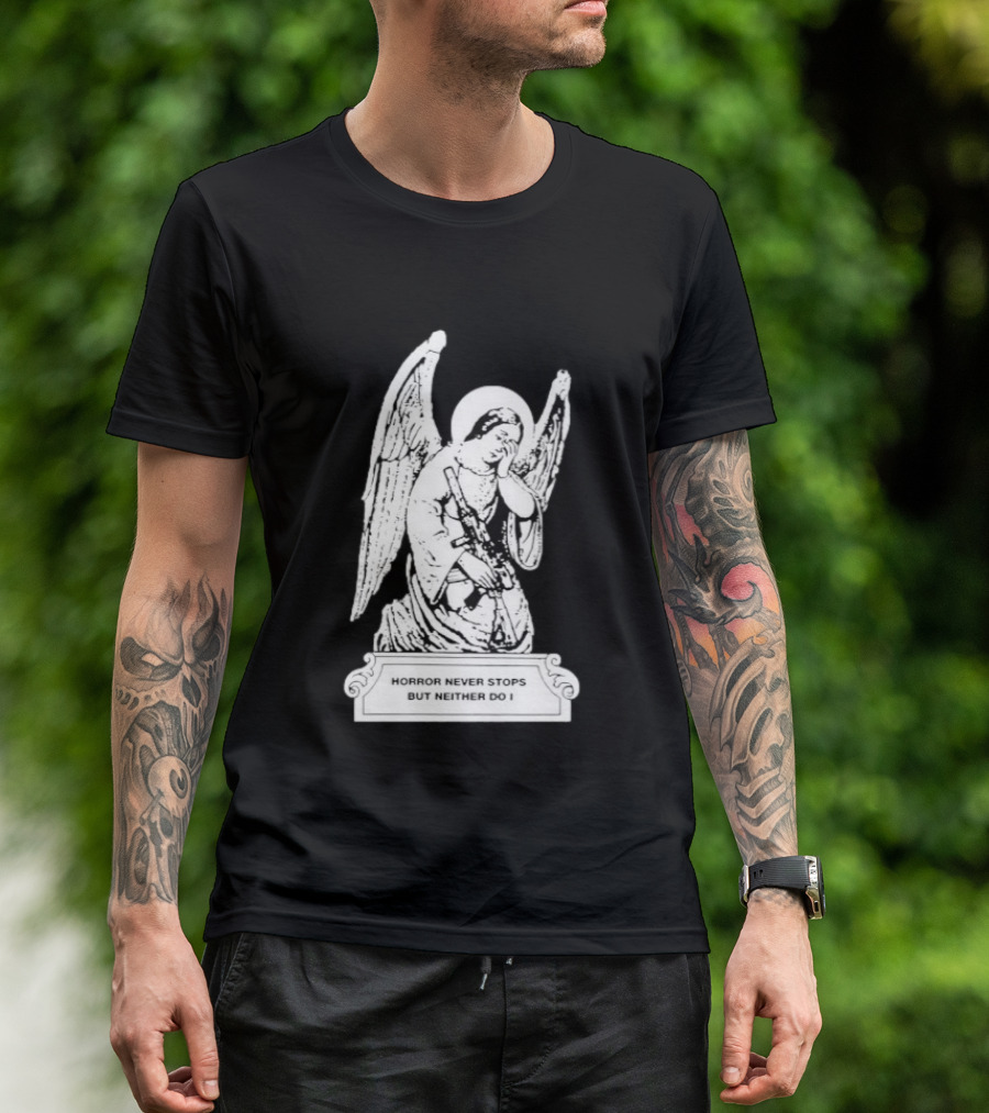 Horror Never Stops Angel With Rifle Resilience T-Shirt