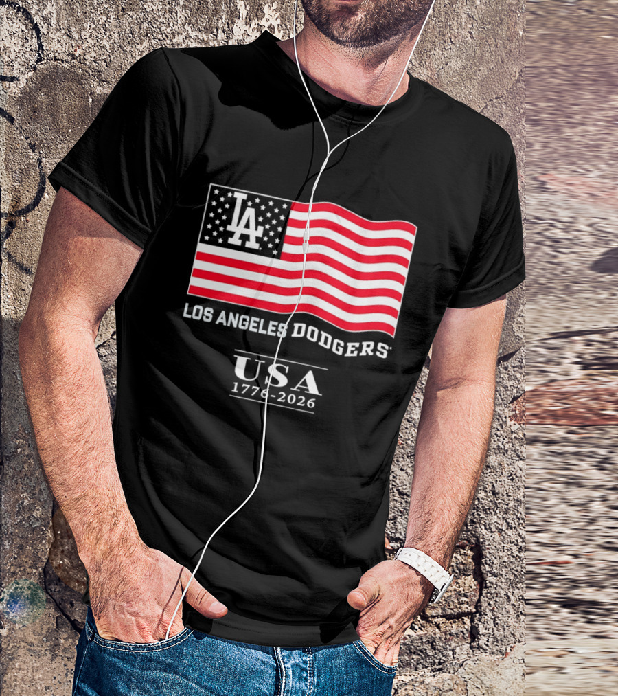 Los Angeles Dodgers USA Flag 1776 2026 T-Shirt