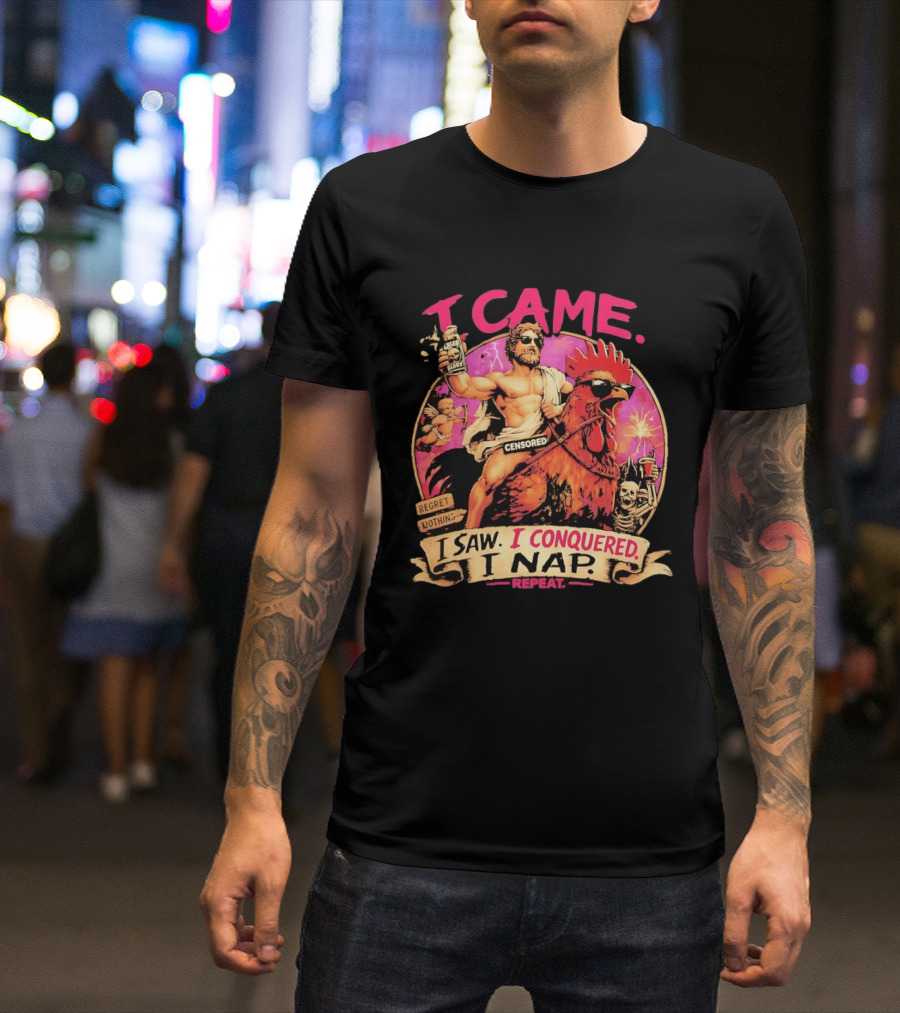 I Came I Saw I Conquered Rooster Lager Glory Repeat T-Shirt