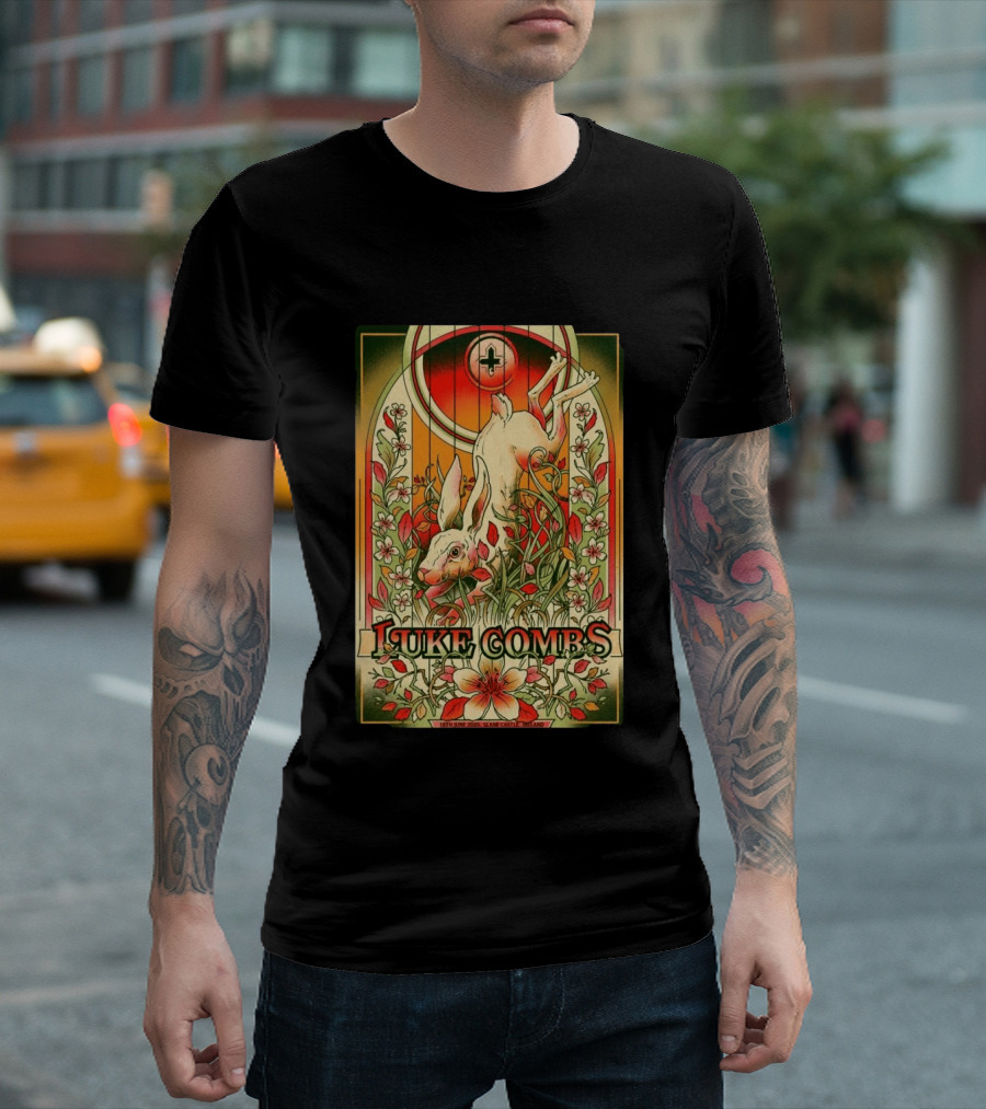 Luke Combs Slane Castle Ireland June 18 2026 Rabbit Floral Art Deco T-Shirt