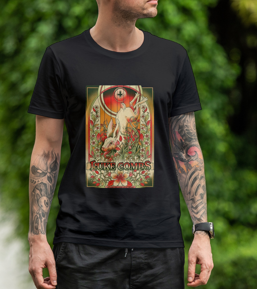 Luke Combs Slane Castle Ireland June 18 2026 Rabbit Floral Art Deco T-Shirt