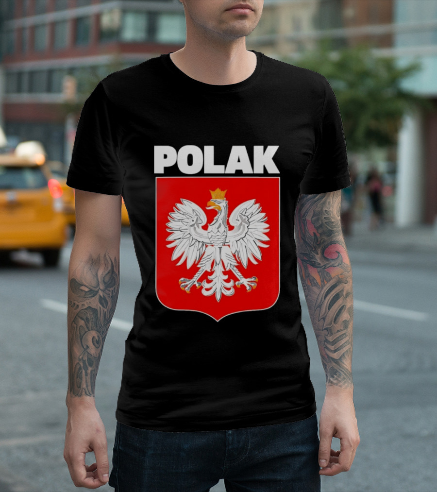 Polak Polish Eagle Emblem White Text Red T-Shirt
