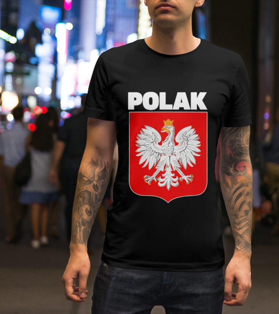 Polak Polish Eagle Emblem White Text Red T-Shirt