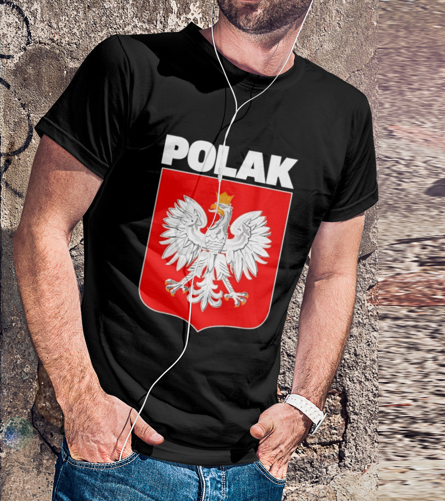 Polak Polish Eagle Emblem White Text Red T-Shirt