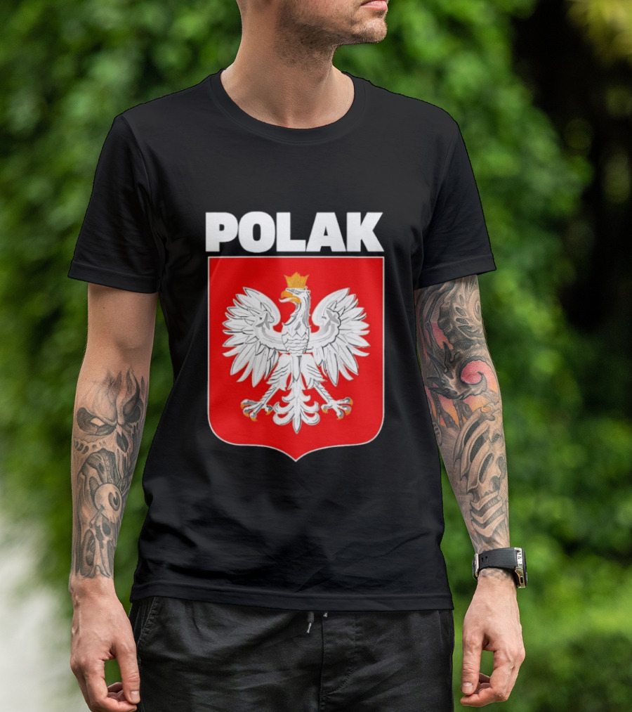 Polak Polish Eagle Emblem White Text Red T-Shirt