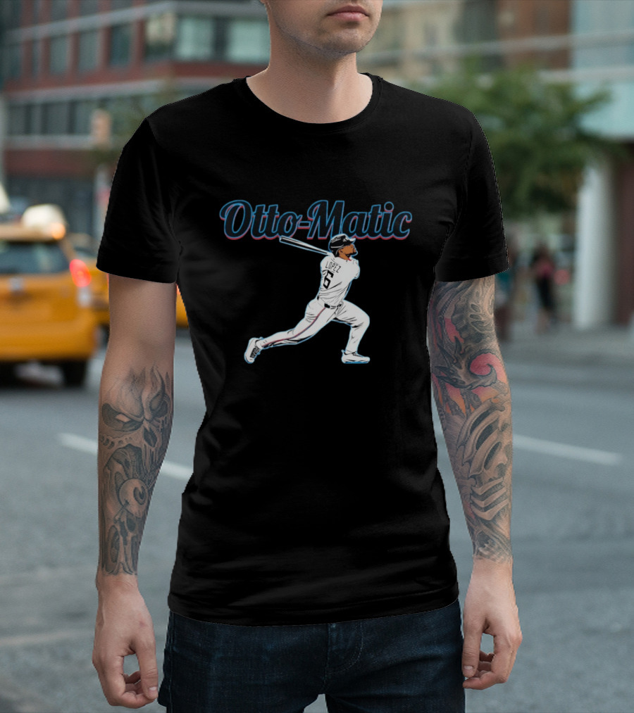 Otto Lopez Otto Matic Miami Marlins MLB Slugger Swing T-Shirt