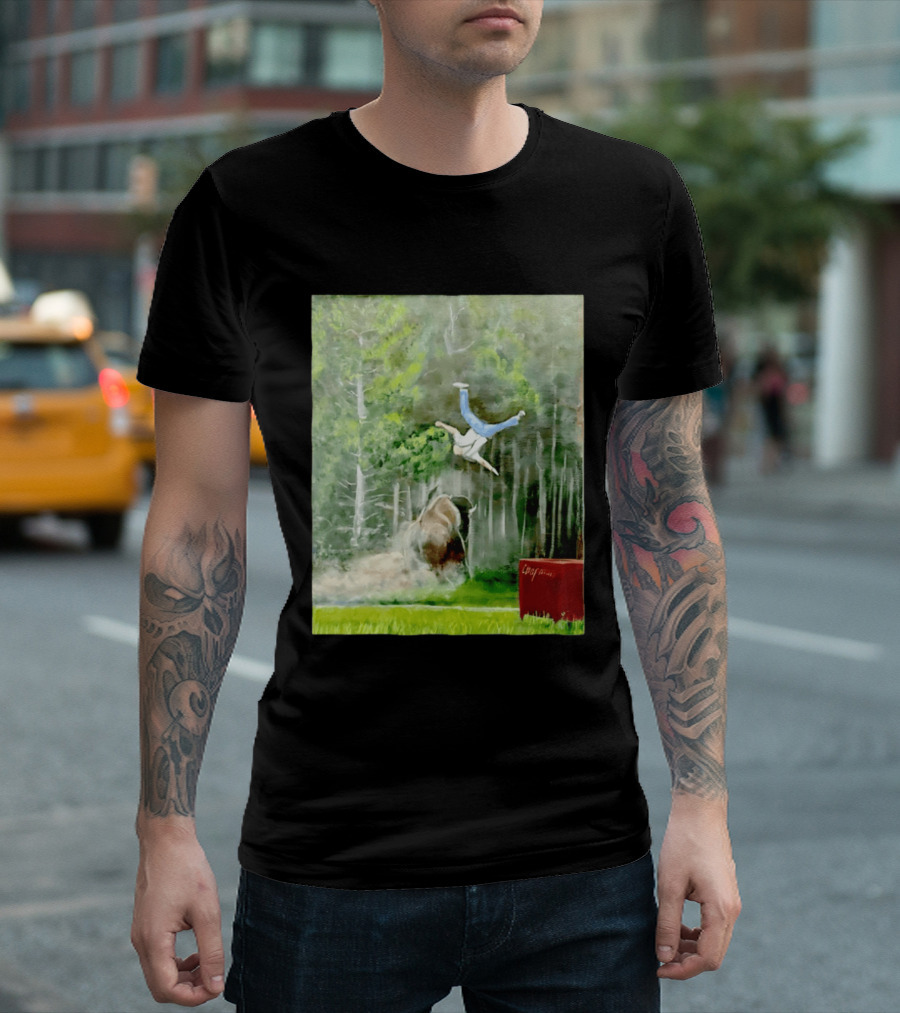 Sportman Epic Bison Attack Wildlife Painting T-Shirt