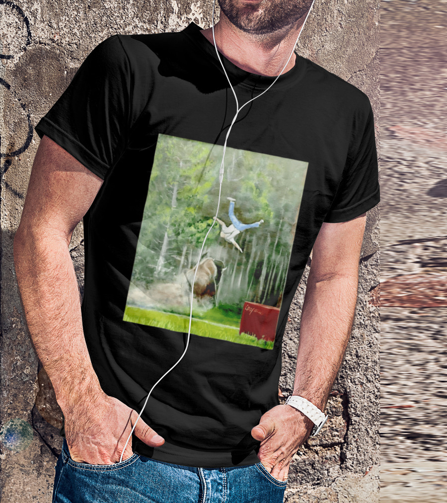 Sportman Epic Bison Attack Wildlife Painting T-Shirt