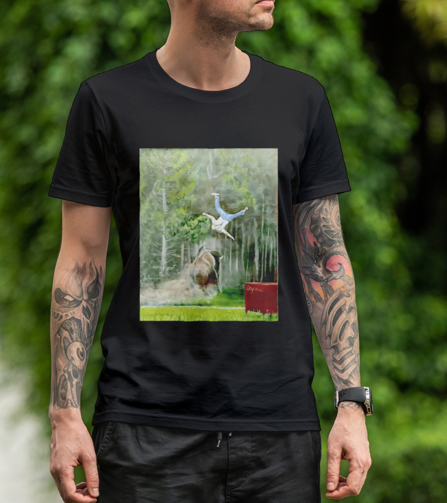 Sportman Epic Bison Attack Wildlife Painting T-Shirt