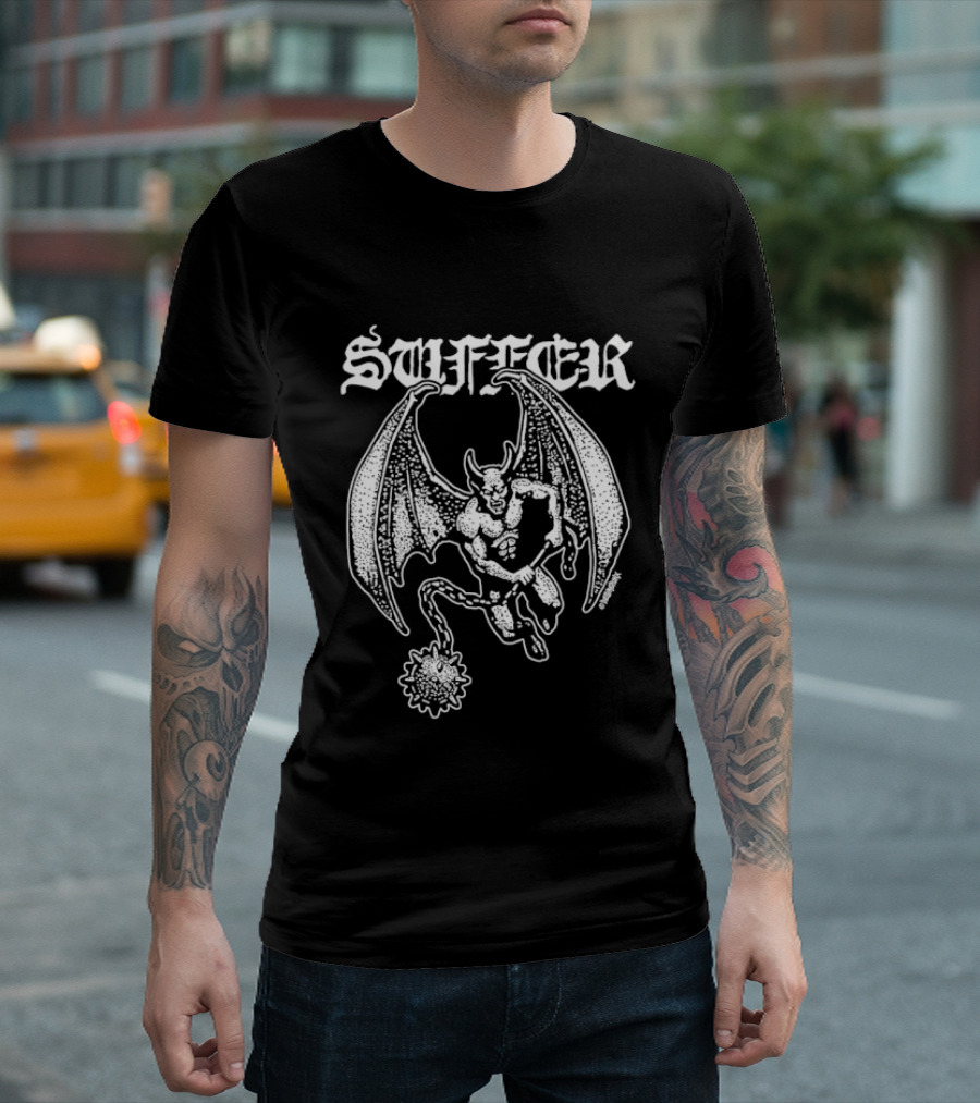 Suffer Devil With Morning Star Heavy Metal Iconic Demon T-Shirt