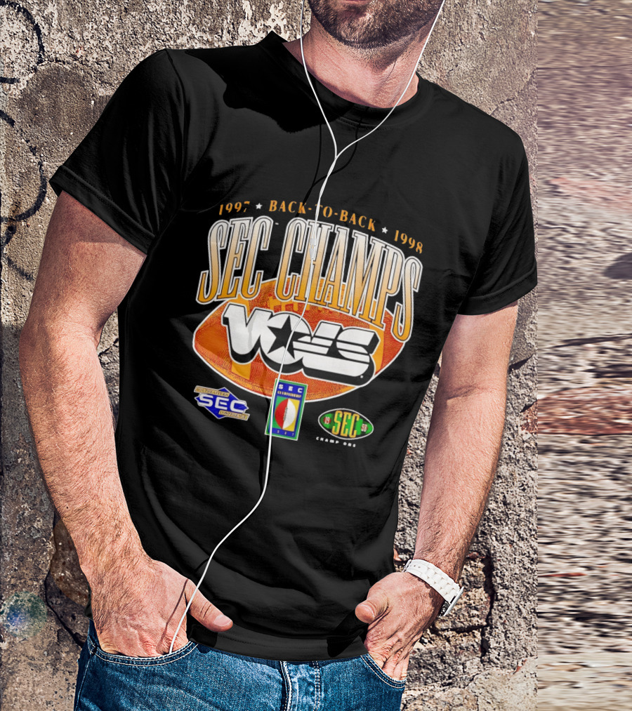 Tennessee Volunteers Vols SEC Champs Back To Back 1997 1998 Football Southeastern Conference Championship T-Shirt