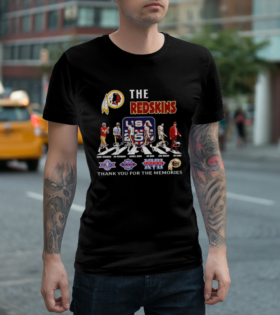 The Redskins USA 250 Years Celebration With Redskins Nation Signatures And Super Bowl Wins T-Shirt