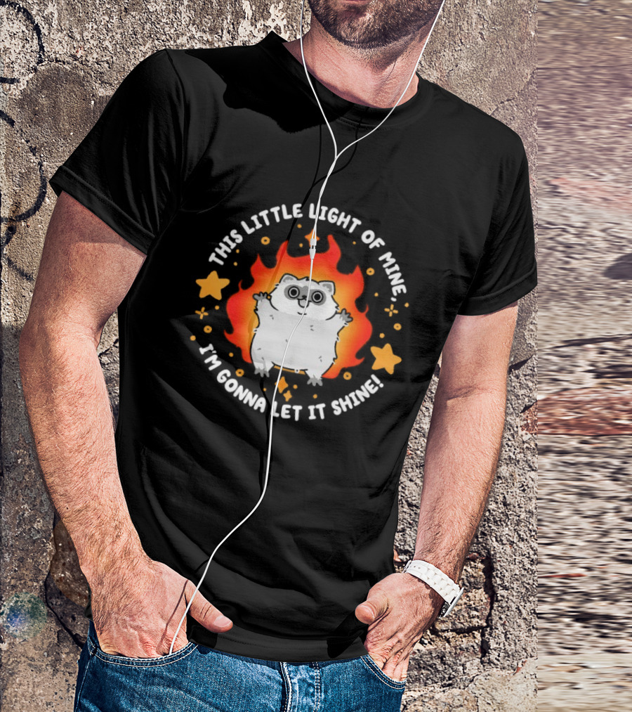 This Little Light Of Mine Raccoon I'm Gonna Let It Shine Stars Flame T-Shirt