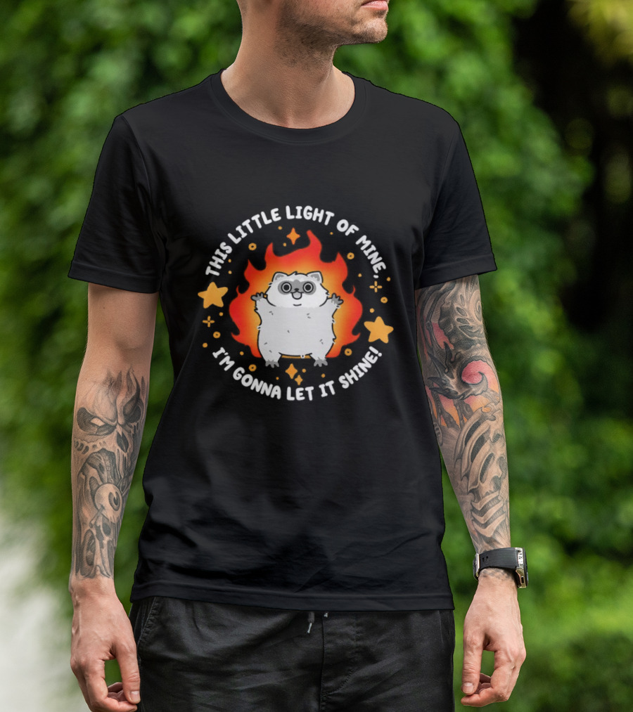 This Little Light Of Mine Raccoon I'm Gonna Let It Shine Stars Flame T-Shirt