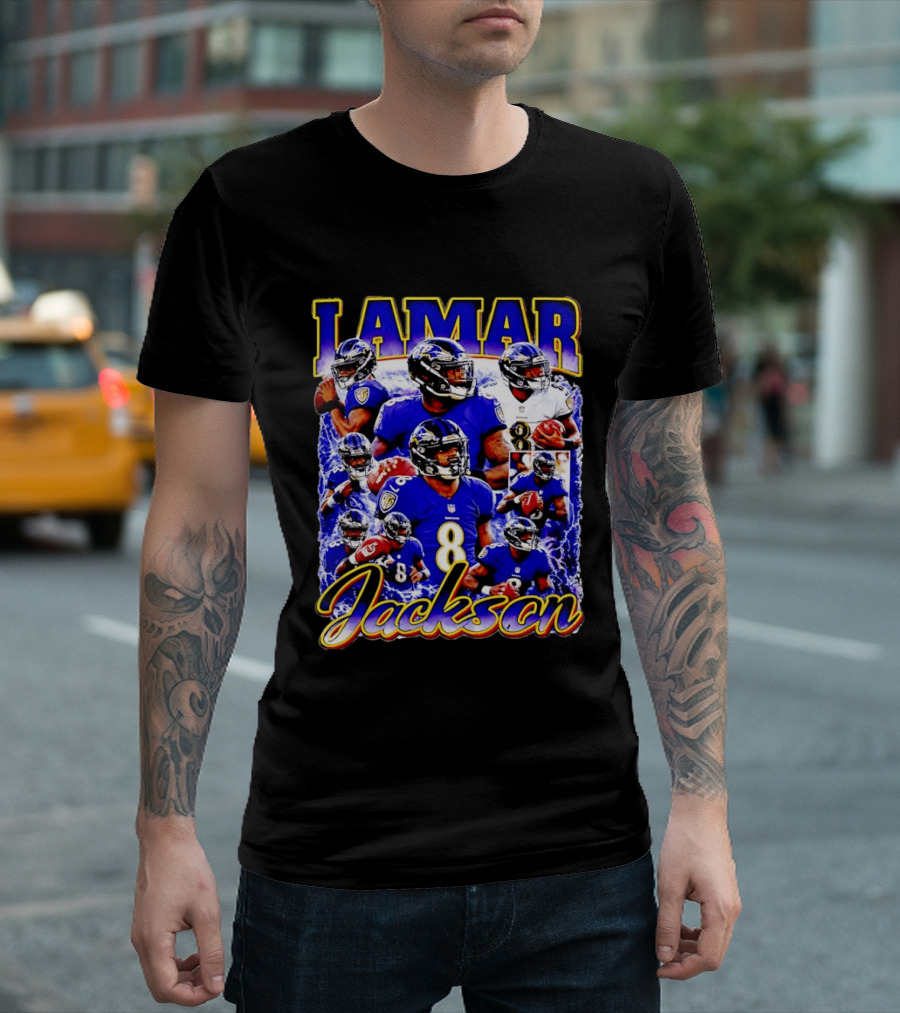 Lamar Jackson Baltimore Ravens NFL Football Star 8 T-Shirt