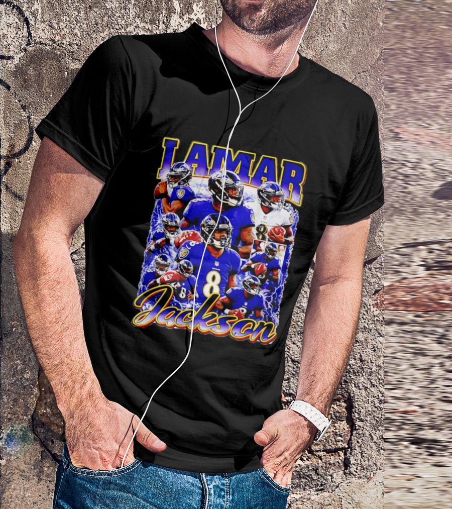 Lamar Jackson Baltimore Ravens NFL Football Star 8 T-Shirt