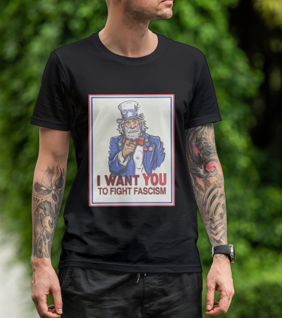 Uncle Sam I Want You To Fight Fascism Style Image T-Shirt