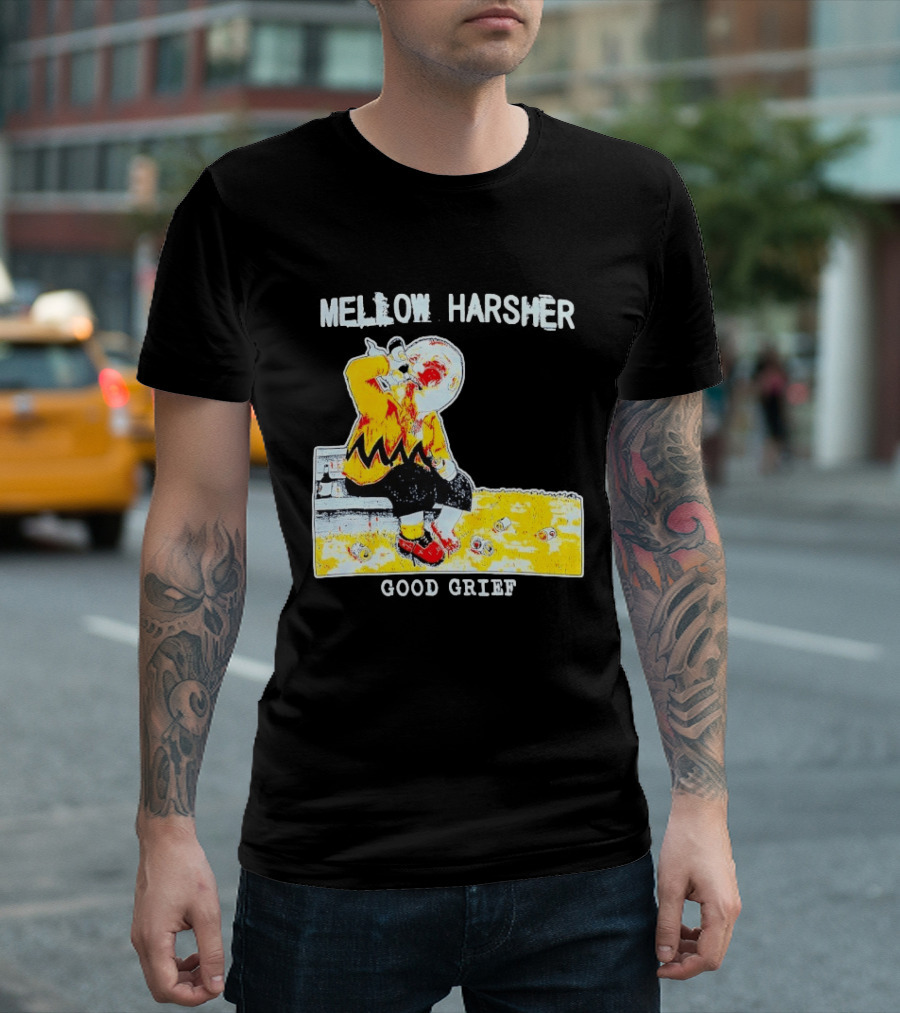 Mellow Harsher Good Grief Charlie Brown Drinking Image T-Shirt