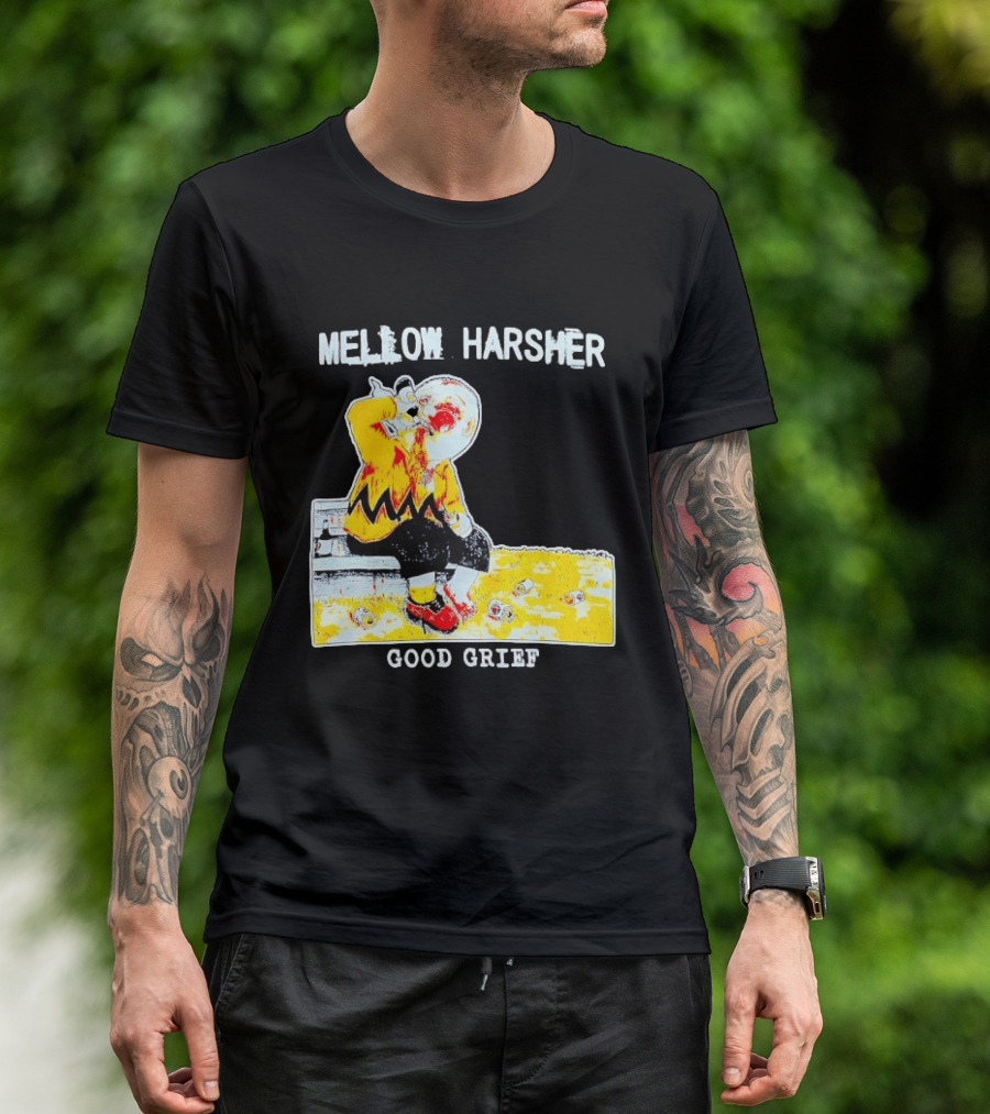 Mellow Harsher Good Grief Charlie Brown Drinking Image T-Shirt