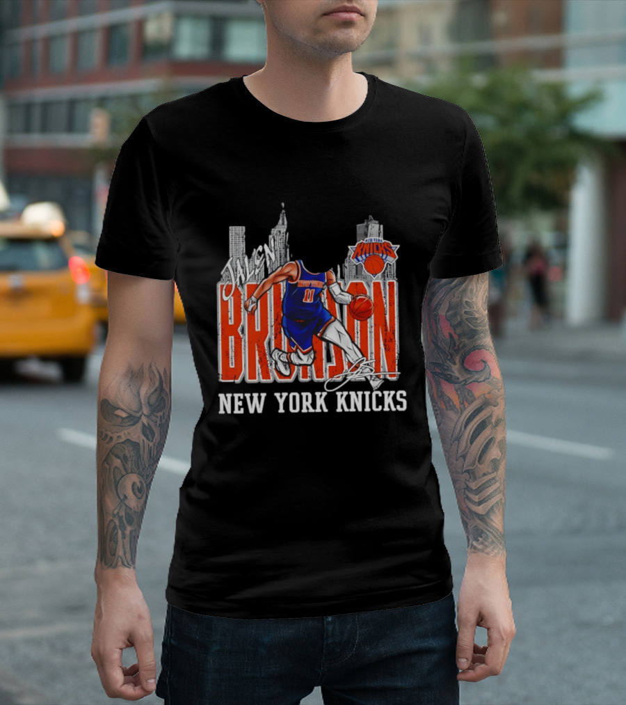 Jalen Brunson New York Knicks Basketball City Skyline T-Shirt