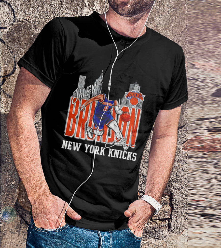 Jalen Brunson New York Knicks Basketball City Skyline T-Shirt