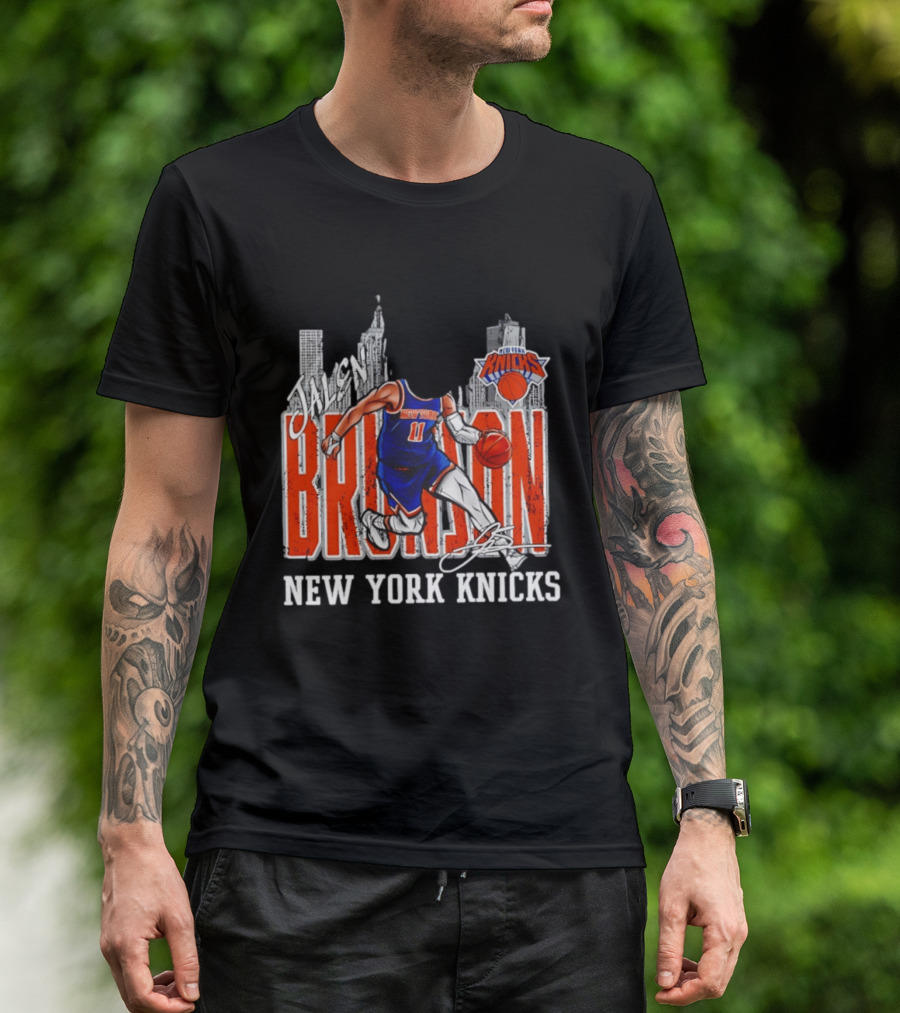 Jalen Brunson New York Knicks Basketball City Skyline T-Shirt