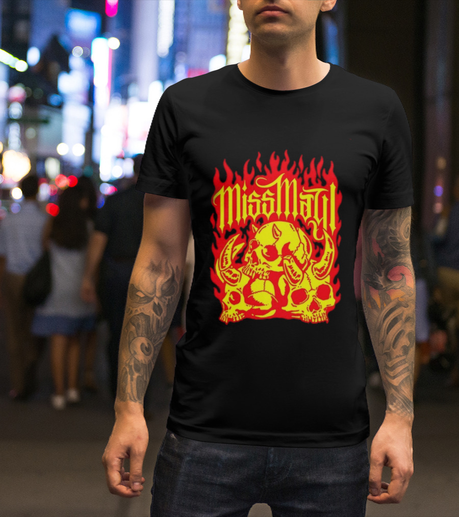 Miss May I Flaming Skulls Fire Metalcore Band T-Shirt