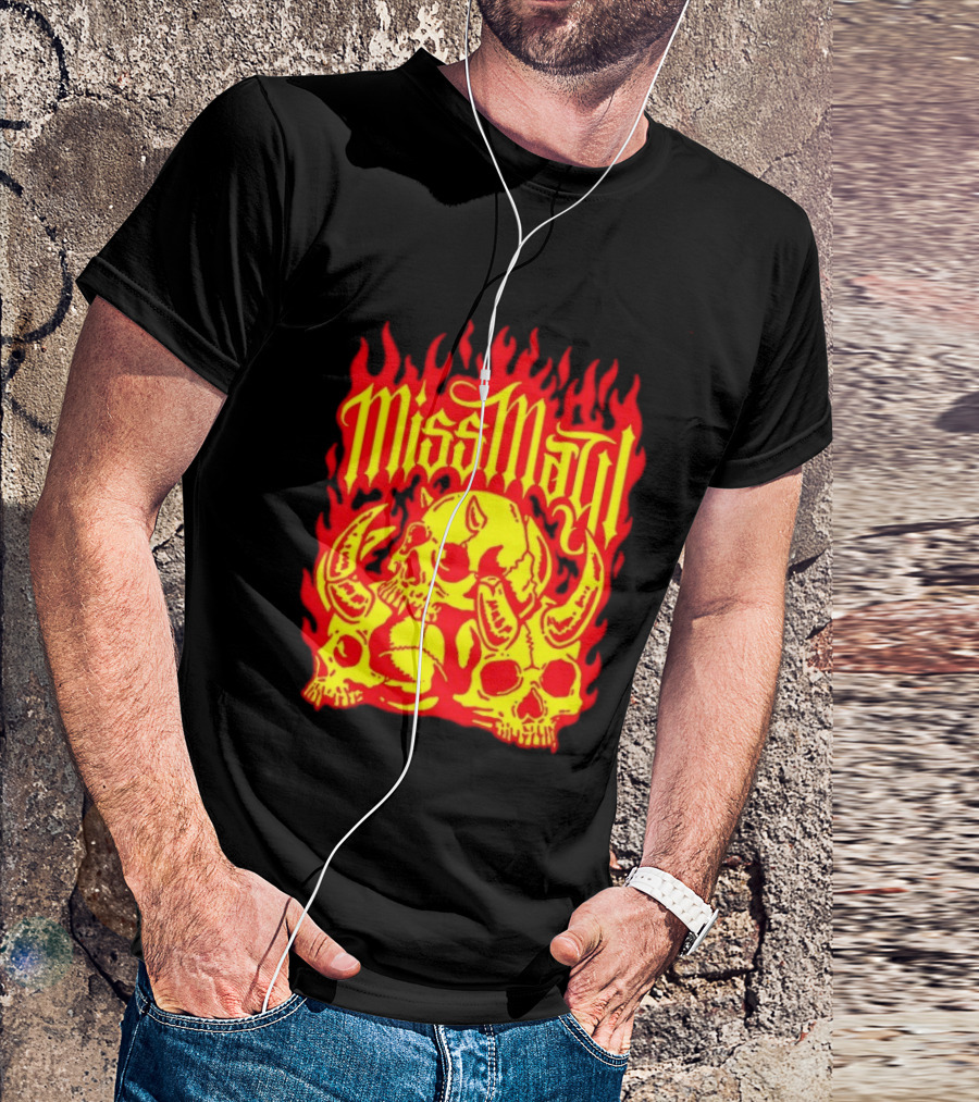 Miss May I Flaming Skulls Fire Metalcore Band T-Shirt