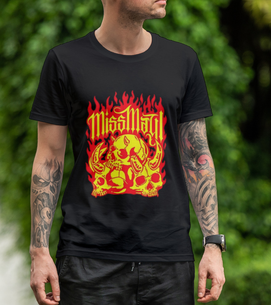 Miss May I Flaming Skulls Fire Metalcore Band T-Shirt