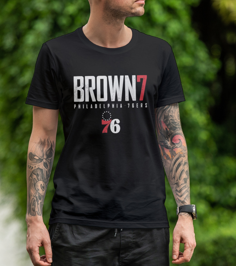 BROWN 7 Philadelphia 76ers 76 Basketball T-Shirt