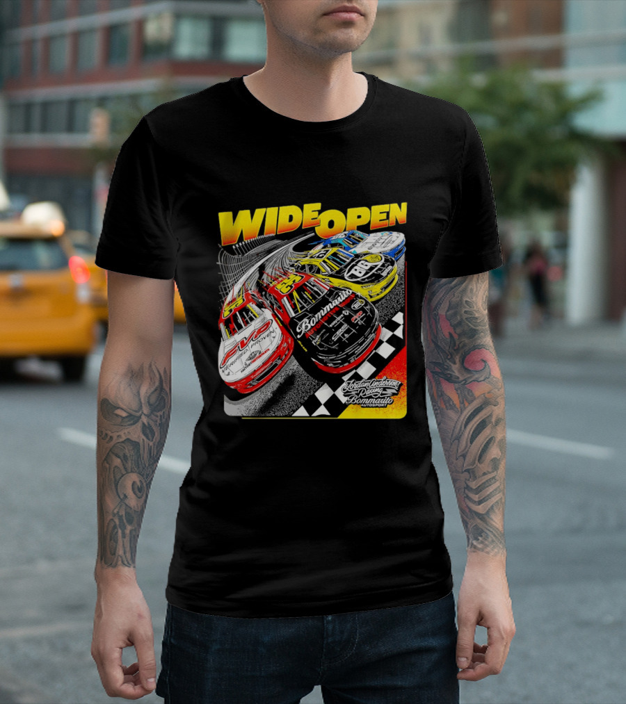 Wide Open Jordan Anderson Racing Bommarito Autosport Race Cars Checkered Track T-Shirt