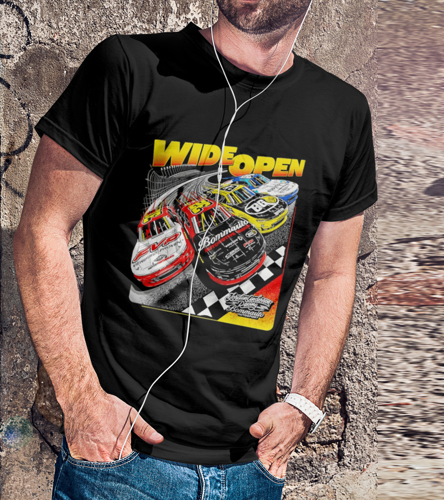 Wide Open Jordan Anderson Racing Bommarito Autosport Race Cars Checkered Track T-Shirt