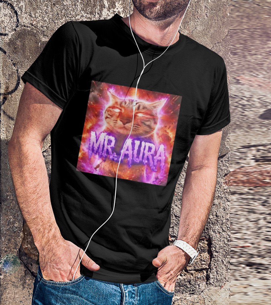 Mr. Aura Cat Fiery Cosmic Internet Culture Phenomenon T-Shirt